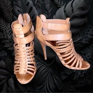Sexy Gladiator Heels in Light Tan Leather